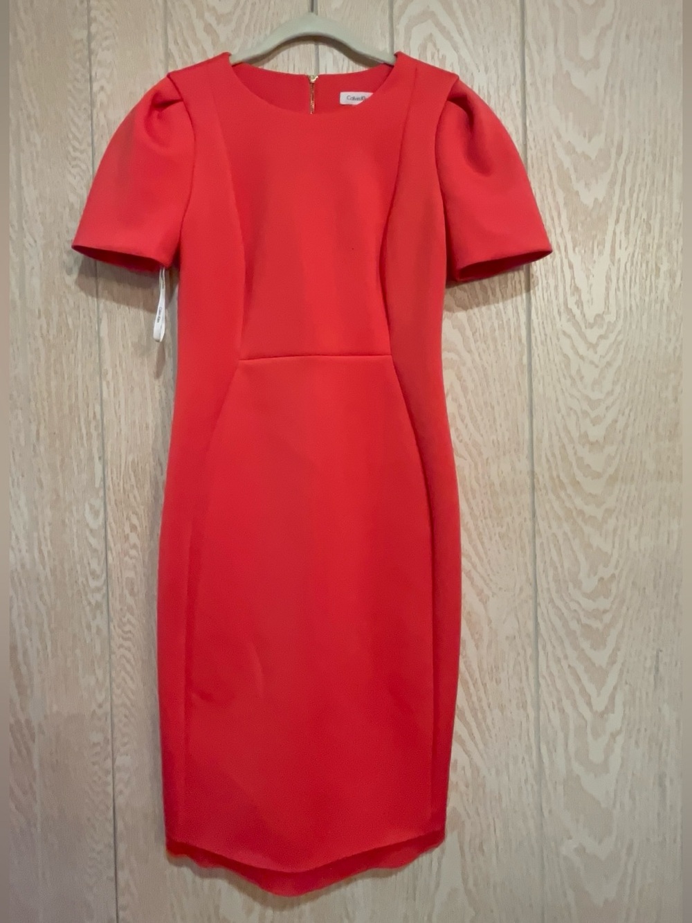 Calvin Klein Vibrant Red Midi Sheath Dress